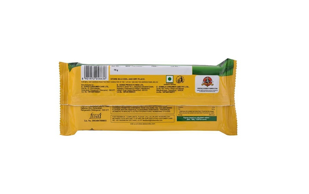 Dukes Waffy Pineapple Flavoured Crispy & Crunchy Wafers   Pack  75 grams